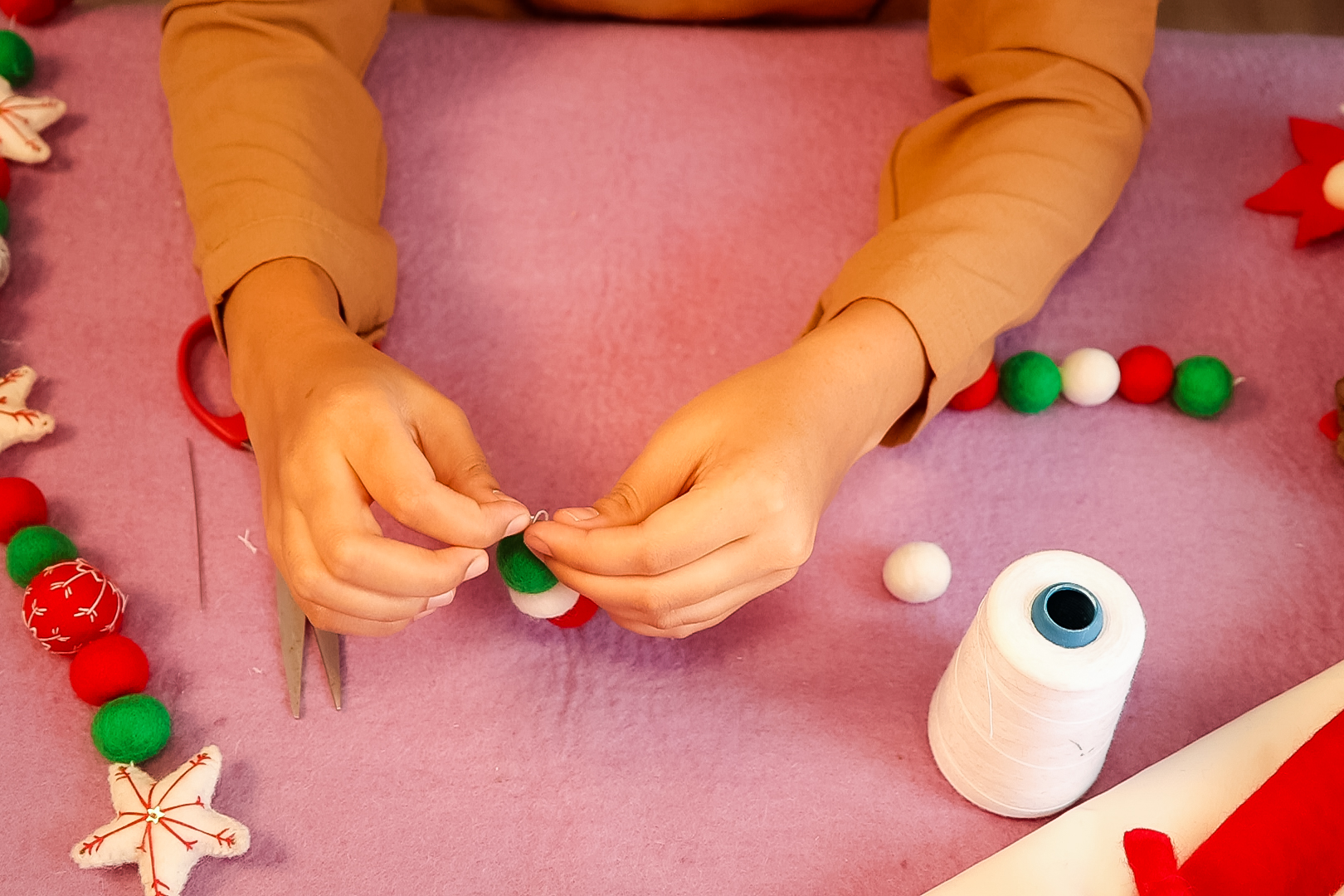 felt ball garlands